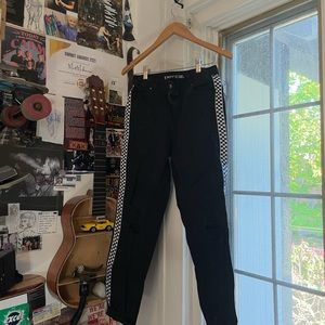 Ripped checkered shoes pants